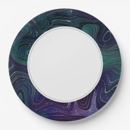 Prato De Papel Galaxy Strata Green Purple