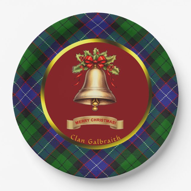 Prato De Papel Galbraith Tartan Natal Personalizado (Frente)