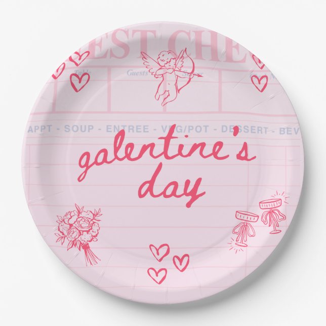 Prato De Papel Galentine’s Day Valentine Girly Invitation (Frente)