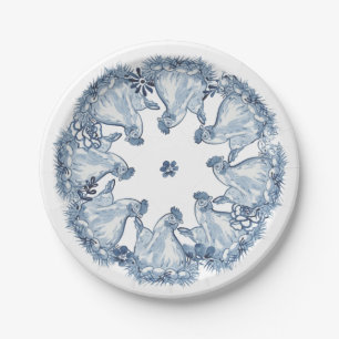 Prato De Papel Galinha Azul Quente, Nest Watercolor Delft