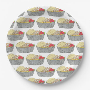 Prato De Papel Galinha e Pedra de Arroz NYC Halal Cart Comida