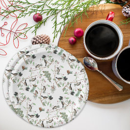 Prato De Papel Galinhas Berries & Pinecones Watercolor