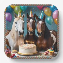 Prato De Papel Galopando em Diversão: Uma Celebração de Aniversár
