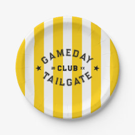 Prato De Papel Gameday Tailgate Club Yellow Stripe Custom Party