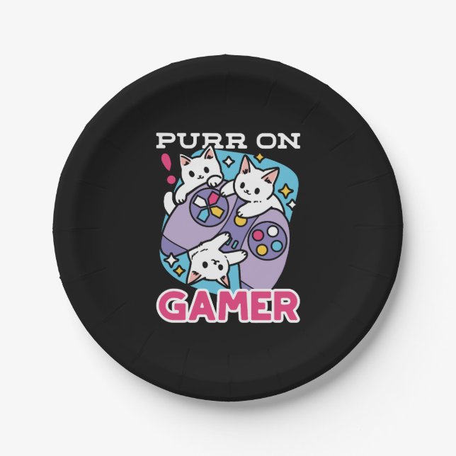 Prato De Papel Gamer Design - Purr On Gamer Joystick Art (Frente)