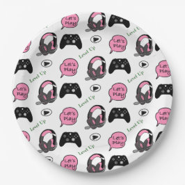 Prato De Papel Gamer Girl Pink and Black Birday