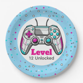 Prato De Papel Gamer Level up Video Game Controller Birthday
