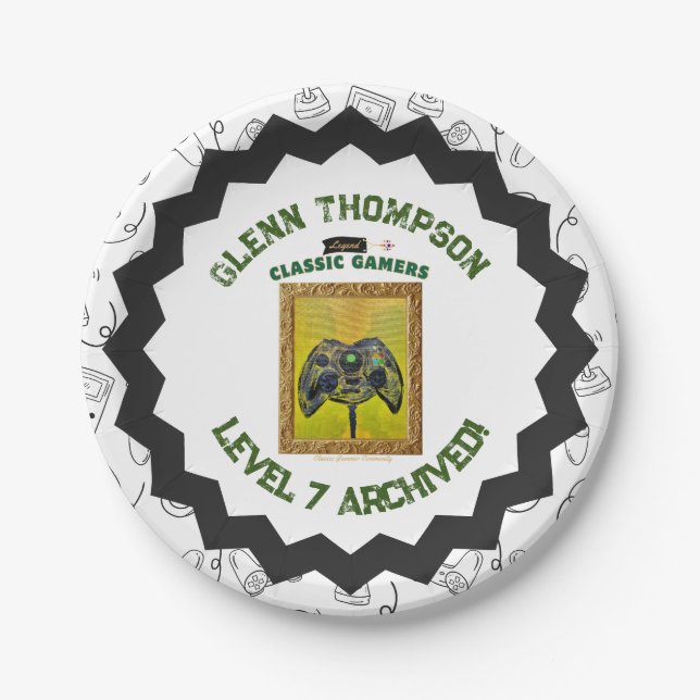 Prato De Papel Gamers Clássicos: Festa de aniversário de Caixas d (Frente)