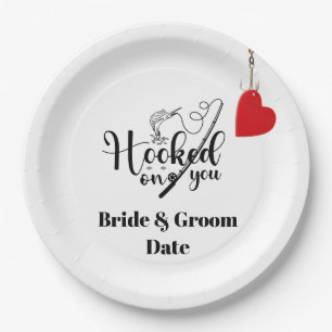 Prato De Papel Gancho para você pescar com amor Casamento