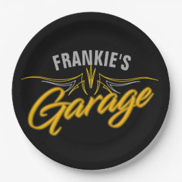 Prato De Papel Garagem Personalizada Neon Pinstripes Biker Retro 