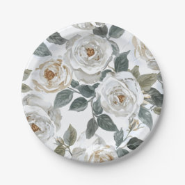 Prato De Papel Garden Roses | White Watercolor Floral Vintage