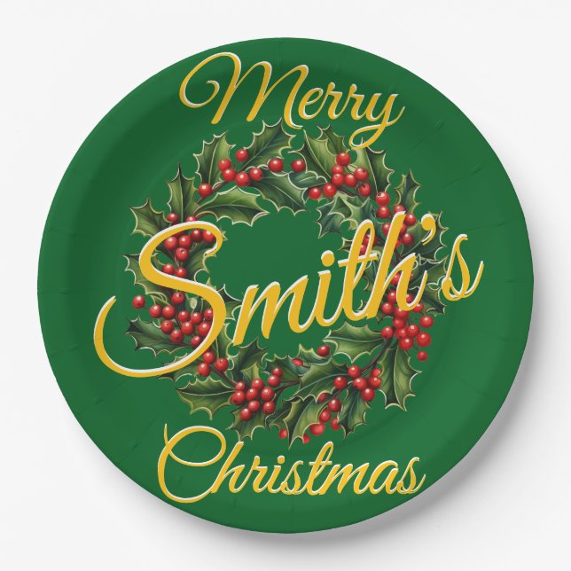 Prato De Papel Garland de Natal da Família Personalizada (Frente)