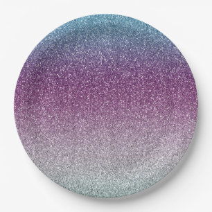 Prato De Papel Garota Aqua Purple Mint Mint Tinham ombre