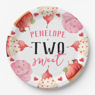 Prato De Papel Garota Bonita Dois Doce Aniversário de Sorvete