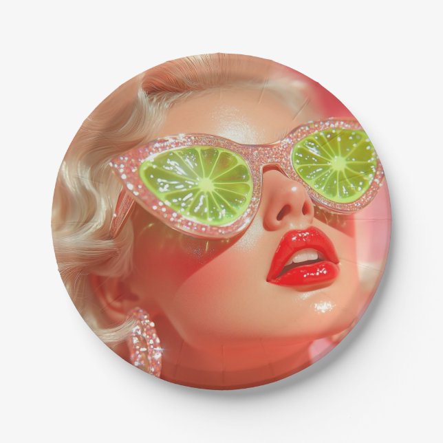 Prato De Papel Garota brilhante (Frente)