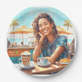Prato De Papel Garota com café