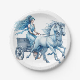 Prato De Papel Garota dirigindo uma carruagem