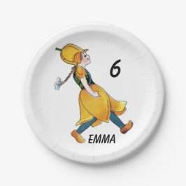 Prato De Papel Garota Floral de Boia Amarela