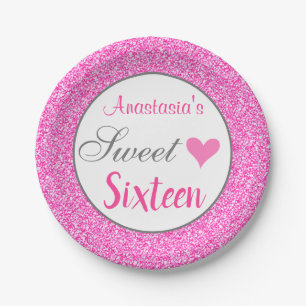 Prato De Papel Garota Glam Princesa Rosa Quente Brilhante Doce De