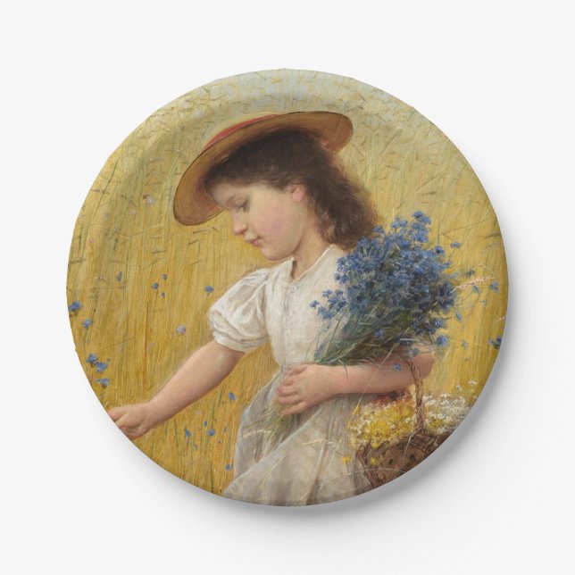 Prato De Papel Garota jovem em um campo de trigo (Frente)