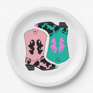 Prato De Papel Garota Moderna Ocidental Boots Farmer Ranking Cowb