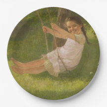 Garota sorridente em um Swing (Infância Vintage)