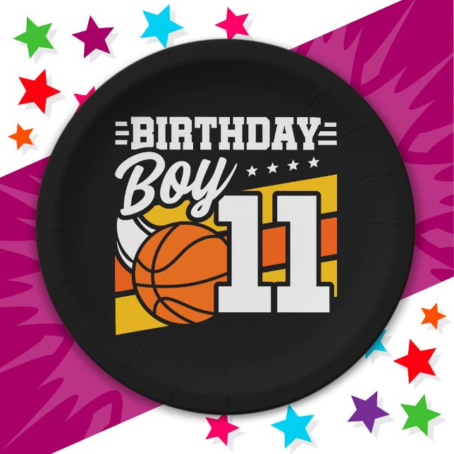 Prato De Papel Garoto 11 de Aniversário do Partido de Basquete, 1 (Criador carregado)
