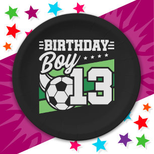 Prato De Papel Garoto 13 de Aniversário de Futebol Crianças de 13