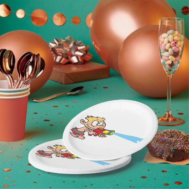 Prato De Papel Garoto com diversão de Canuca de Água (Criador carregado)