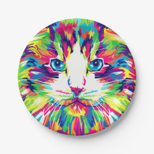 Prato De Papel Gatinho Cara De Gato Design- 21908