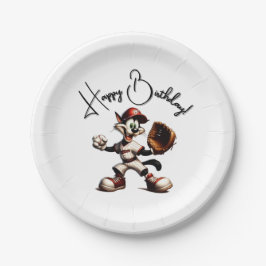 Prato De Papel Gatinho De Beisebol Enrola Para Cima