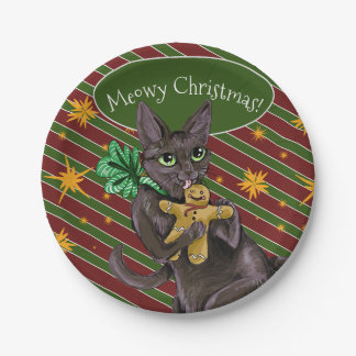Prato De Papel Gatinho de Biscoito de Natal