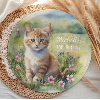 Gatinho de Tabby Laranja Amarelo 70º Aniversário