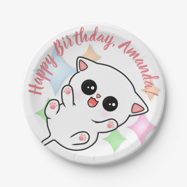 Prato De Papel Gatinho do tempo de borracha (Frente)