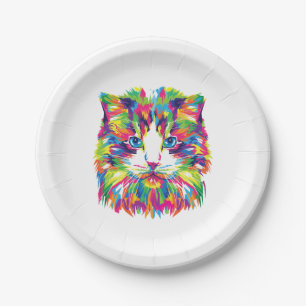 Prato De Papel Gatinho Gato Face Design Prismado