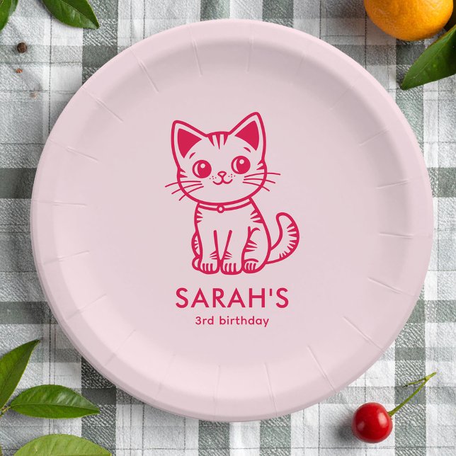 Prato De Papel Gatinho rosa (Criador carregado)
