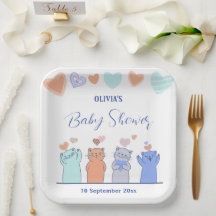 Gatinhos coloridos coram Chá de fraldas cor-de-ros