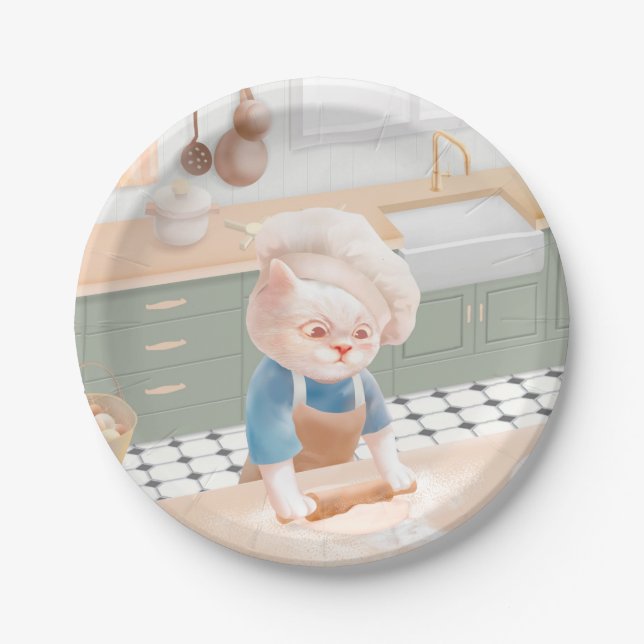 Prato De Papel Gato Baker Baby - Cozy Morning Kneading (Frente)