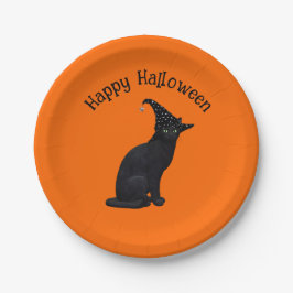 Prato De Papel Gato de Bruxa Negra
