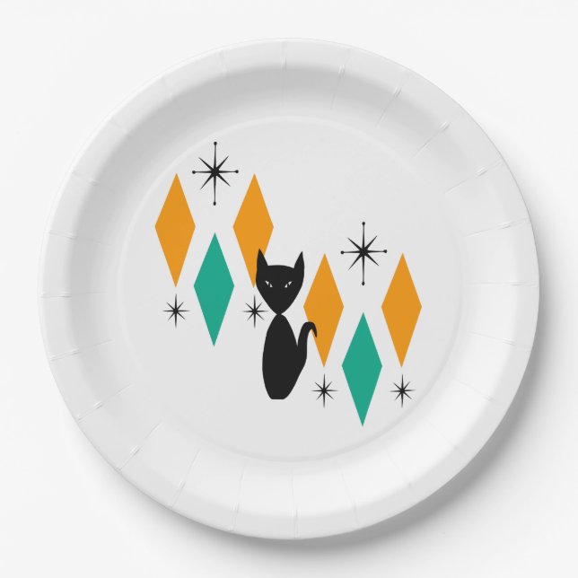 Prato De Papel Gato de Ouros de Azoto Moderno de meio século (Frente)