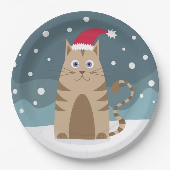Prato De Papel Gato de papais noeis de cartoons, gatinho de anima (Frente)