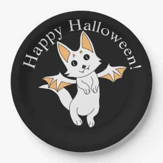 Prato De Papel Gato Dragão Feliz Halloween