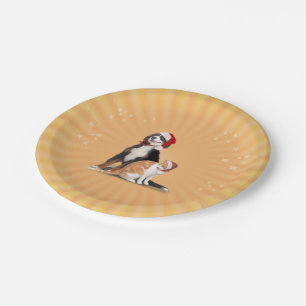 Prato De Papel Gato e Cachorro com Papai Noel