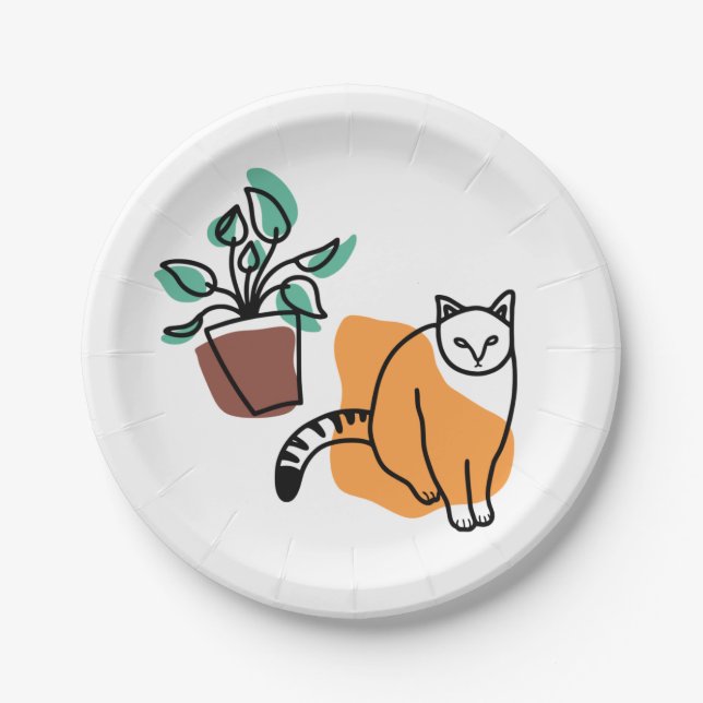 Prato De Papel Gato e planta (Frente)