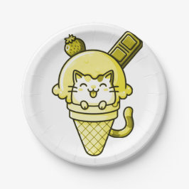 Prato De Papel Gato em Amarelo de Cone