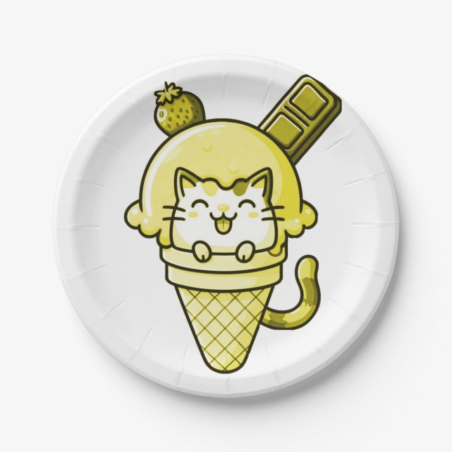 Prato De Papel Gato em Amarelo de Cone (Frente)