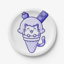 Prato De Papel Gato em Azul Cone