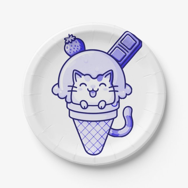 Prato De Papel Gato em Azul Cone (Frente)