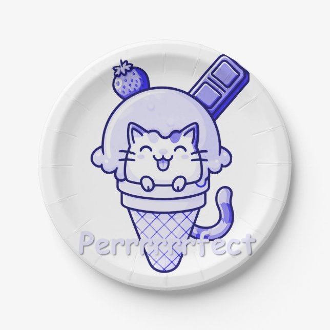 Prato De Papel Gato em Cone - Azul Perfeito (Frente)