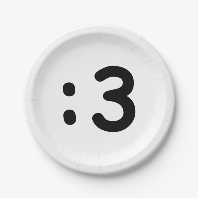 Prato De Papel Gato Face Emoticon: 3 (Frente)